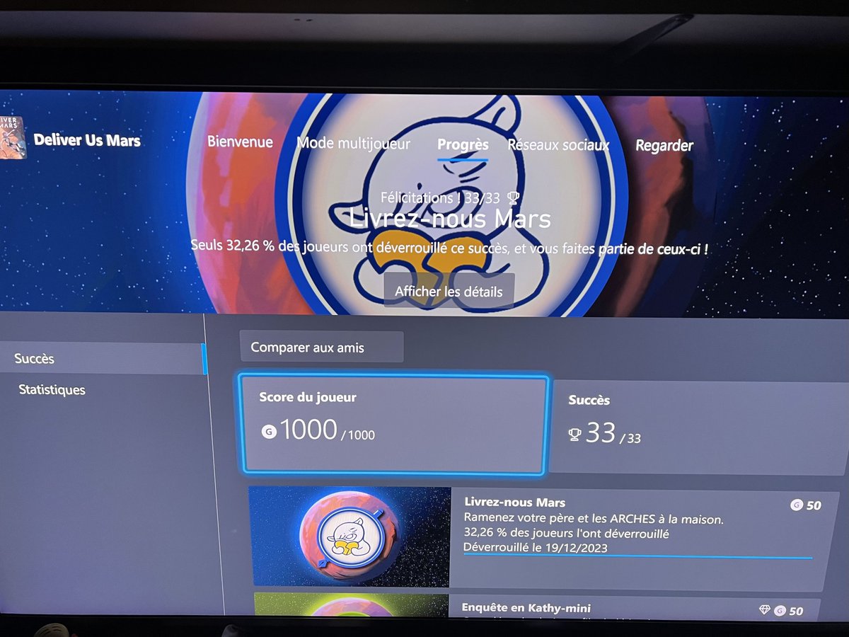 Salut ! Je viens de terminer Deliver Us Mars à l'instant (33 succès sur 33). Je fais le guide chapitre par chapitre en essayant de mettre au moins un chapitre tous les 48/72 heures sur la chaîne. A+