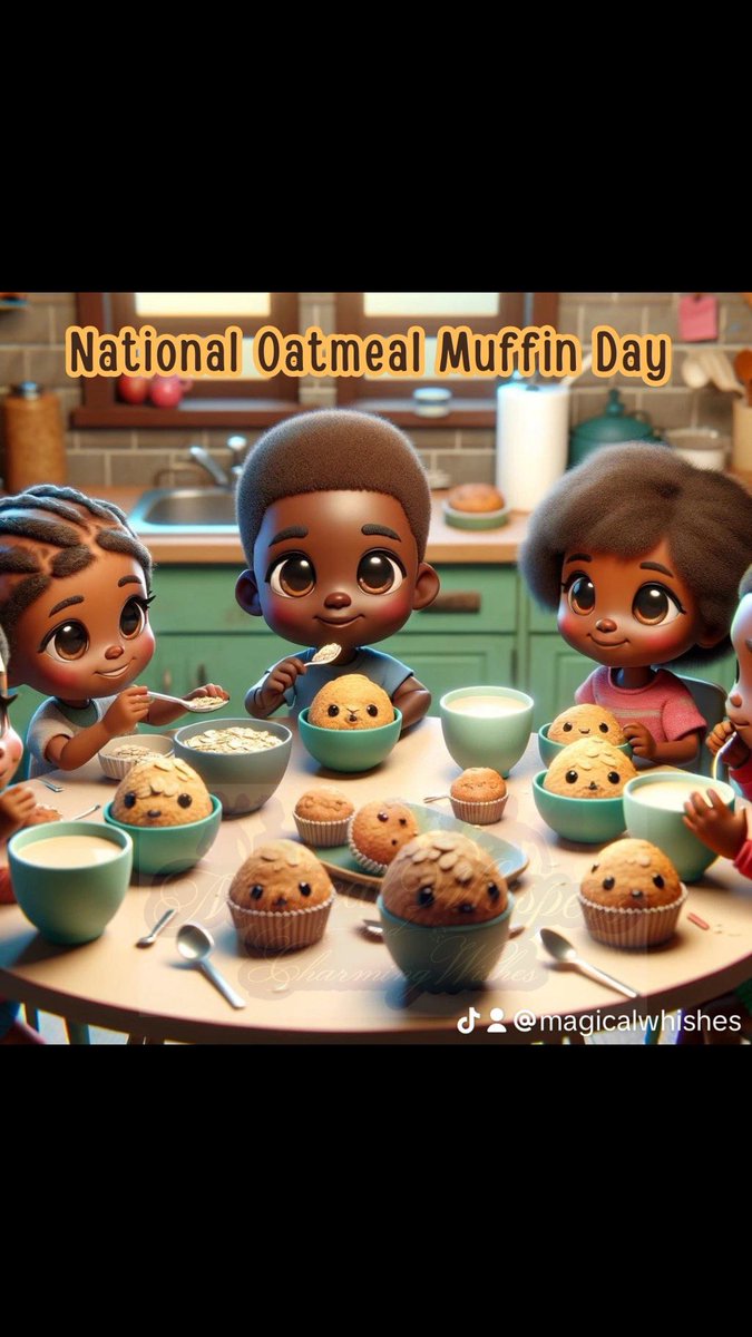 Tuesday, December 19th - Oatmeal Muffin Day 
Start your day with a wholesome treat! It's #NationalOatmealMuffinDay. Share your oatmeal muffin recipes and encourage your kids to try this nutritious snack. It's a win-win for taste and health! 🧁🥣👧🏽🧒🏾 #BlackDigitalArt