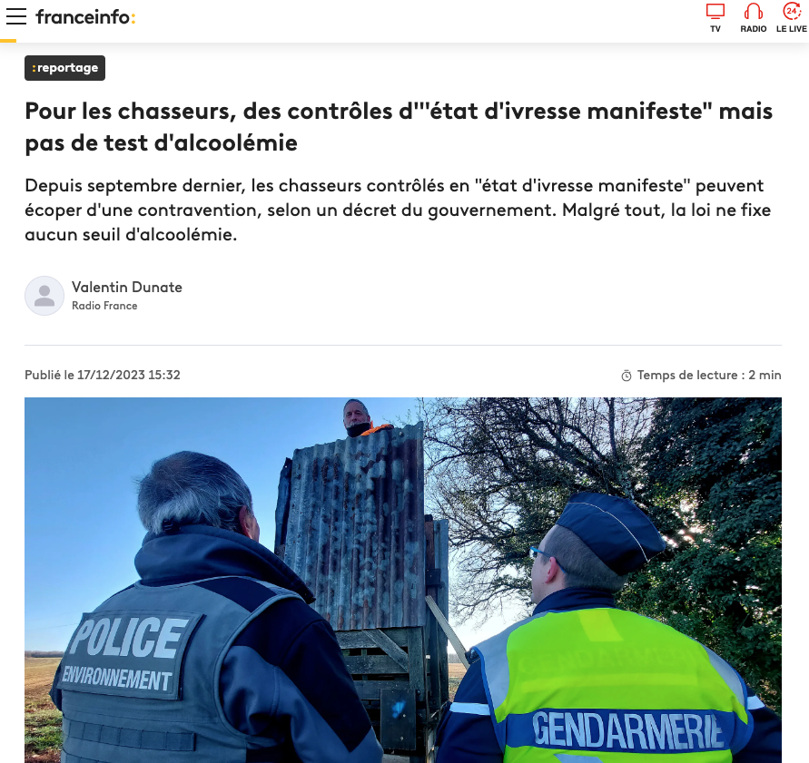 ASPASnature's tweet photo. CHASSER ALCOOLISÉ, C'EST TOUJOURS AUTORISÉ ! Contrairement aux usagers de la route, aucune limite d'alcoolémie n'est fixée pour les chasseurs en action de chasse... c'est aux agents verbalisateurs d'apprécier "l'état l'ivresse manifeste" selon certains critères comportementaux... https://t.co/3tBKJ76yF3