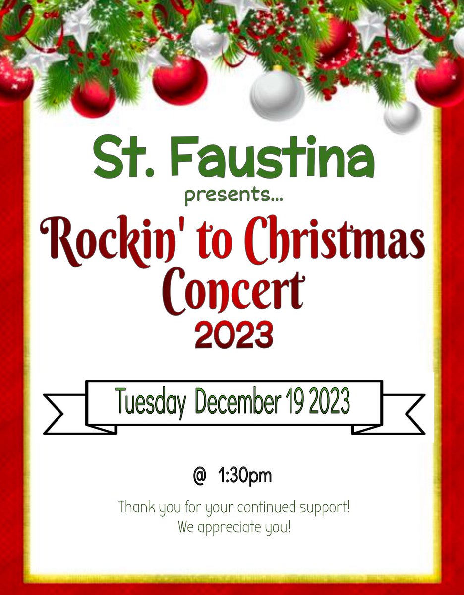 MsPecson's tweet photo. Rockin to Christmas Concert at St. F today! 🎅🏼💚❤️ https://t.co/nERYvbA2So