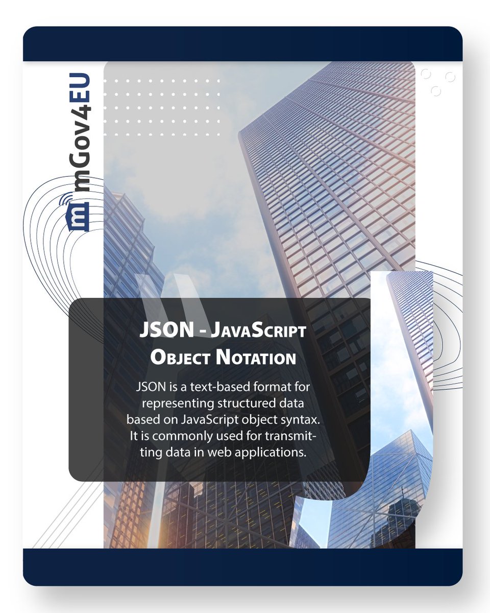 mGov4EU (@mgov4eu) on Twitter photo J for #JSON
JSON stands for JavaScript Object Notation
It is a common data format with diverse uses in electronic data interchange, incl. that of web applications with servers and can be used independently from JavaScript.
#h2020 #euvation #europeanunion #buildingblocks J for #JSON
JSON stands for JavaScript Object Notation
It is a common data format with diverse uses in electronic data interchange, incl. that of web applications with servers and can be used independently from JavaScript.
#h2020 #euvation #europeanunion #buildingblocks