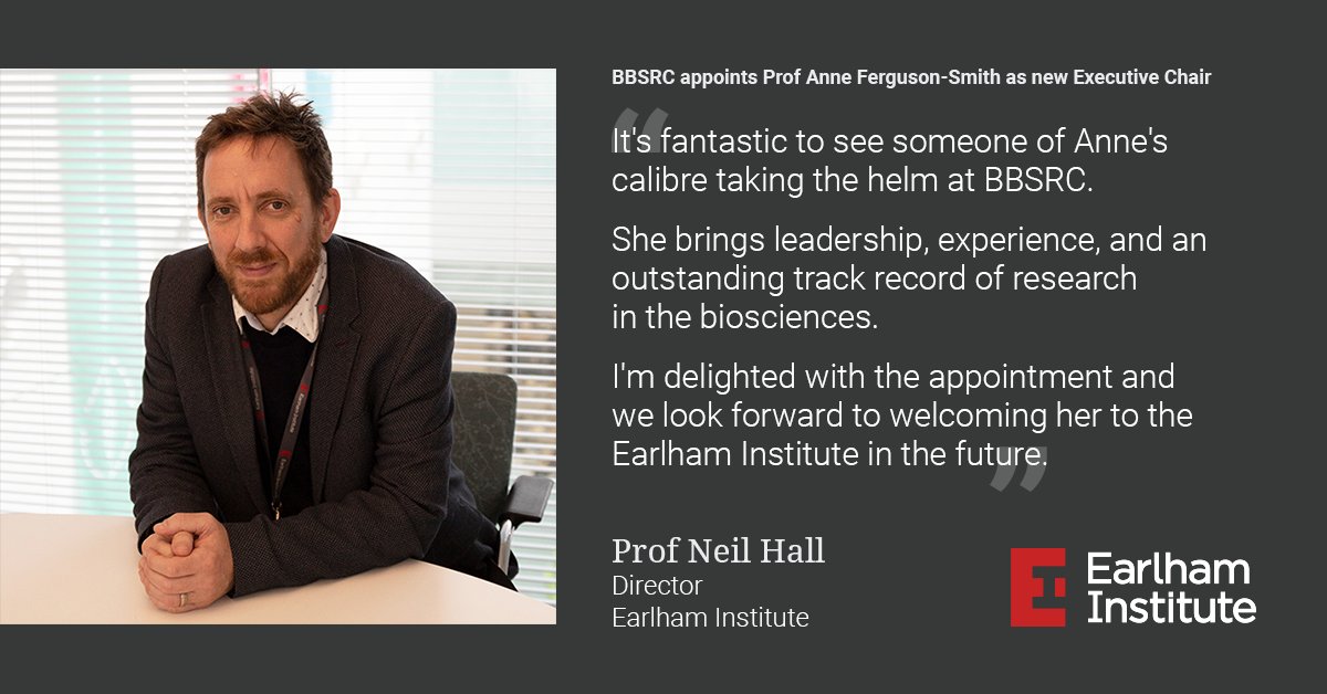 💬'[Professor Ferguson-Smith] brings leadership, experience, and an outstanding track record of research in the biosciences.' Earlham Institute Director, Prof Neil Hall, responds to the appointment of Prof Anne Ferguson-Smith as the new Executive Chair of @BBSRC. @UKRI_News