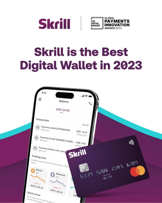 🏆 Skrill is the Best Digital Wallet in 2023! Be a part of this #success ! 🚀 Add the Skrill digital wallet and boost your business: bit.ly/3DVucFj #DigitalWallet #payments #onlinebusiness