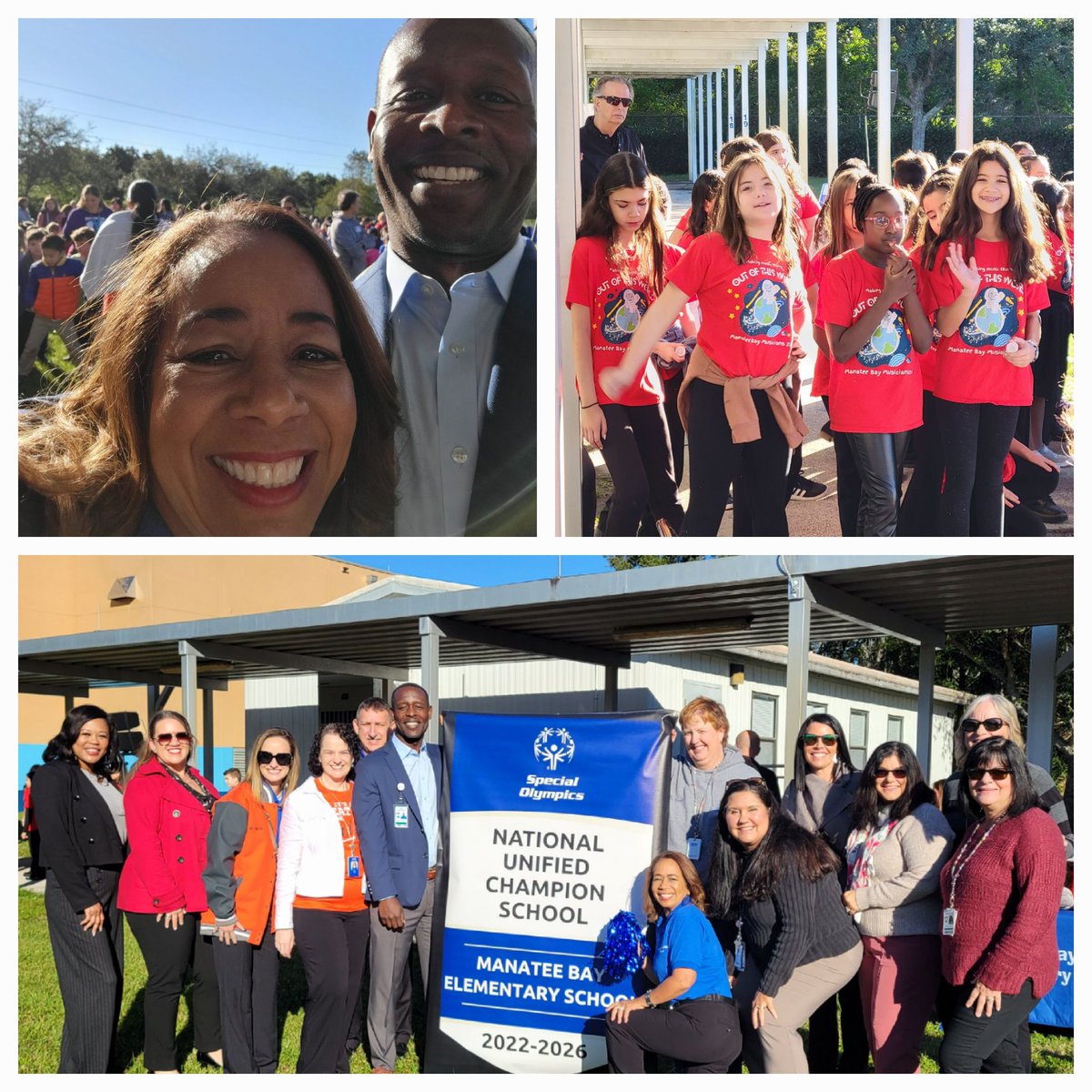 Congrats to @ManateeBayElem for being recognized as a Special Olympics National Unified Champion School. A great morning of celebrating inclusion! Well-deserved and a model for our district. #Every1Counts