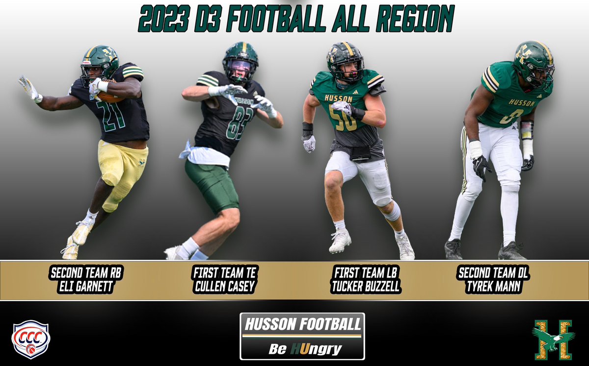 Congratulations to our players who were selected to the D3 Football All Region Team!🏈🦅 #HussonGuys #MeanGr23n