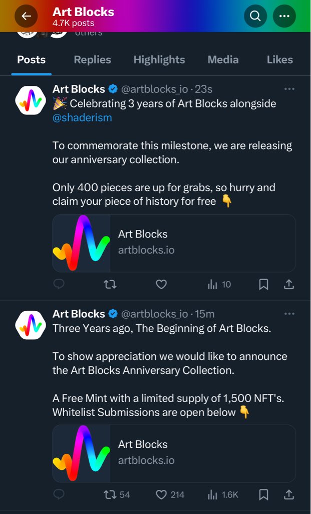 The new post is still a scam do not click. Anything posted from Art Blocks until further notice is a scam. Sorry to be so spammy just doing everything we can do get the word out and appreciate y’all’s patience and support.