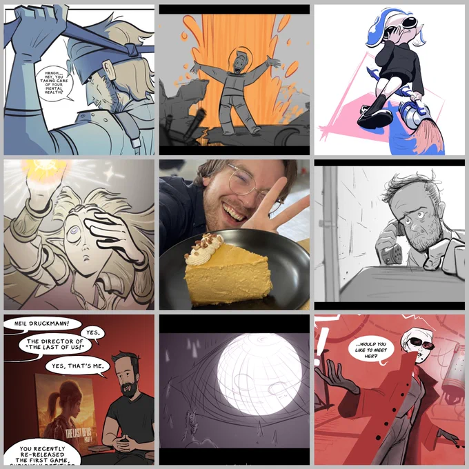 Art vs. Artist 2023! I coulda completely filled this with boards or Metal Gear, and I love that, nice year. I picked the pumpkin cheesecake photo cause that's also ~my art~ ahaha

#artvsartist #artvsartist2023 