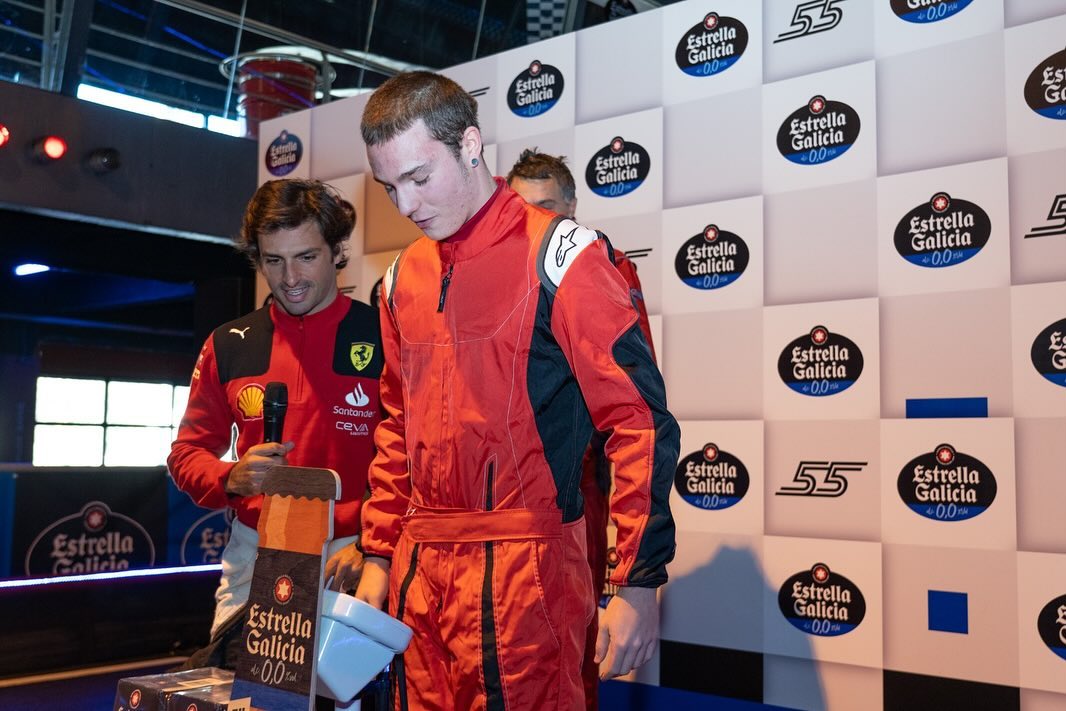Carlos Sainz at 'Karting Carlos Sainz' go-karting indoor track in Madrid