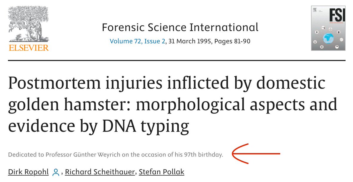 It's a little-known fact that the traditional present for one's 97th birthday is a peer-reviewed article about HAMSTERS EATING YOUR FACE