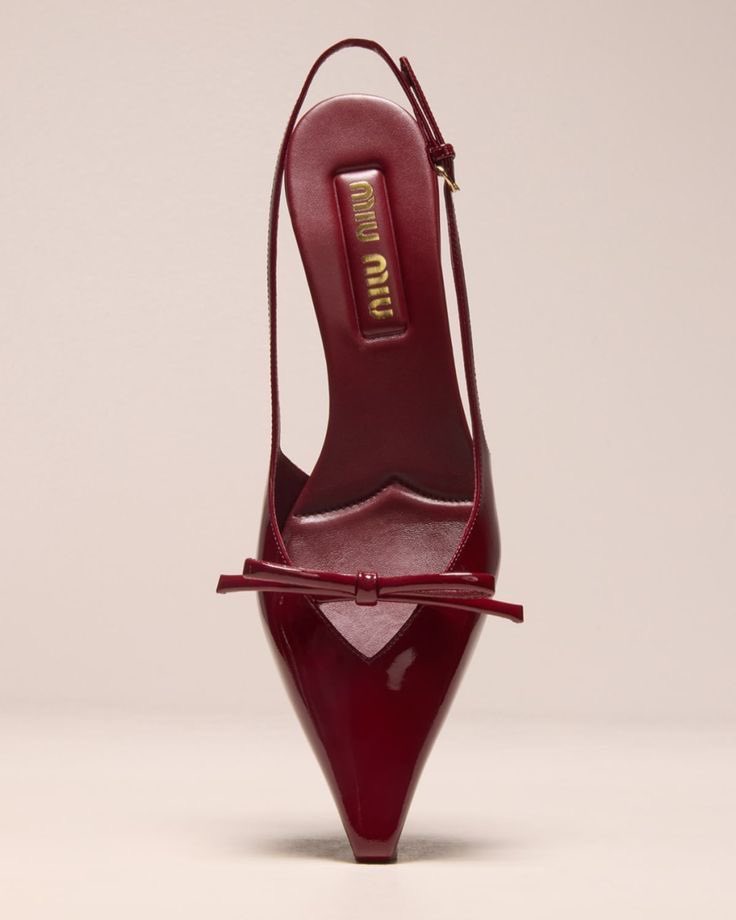 miu miu patent bow kitten heel slingback pumps