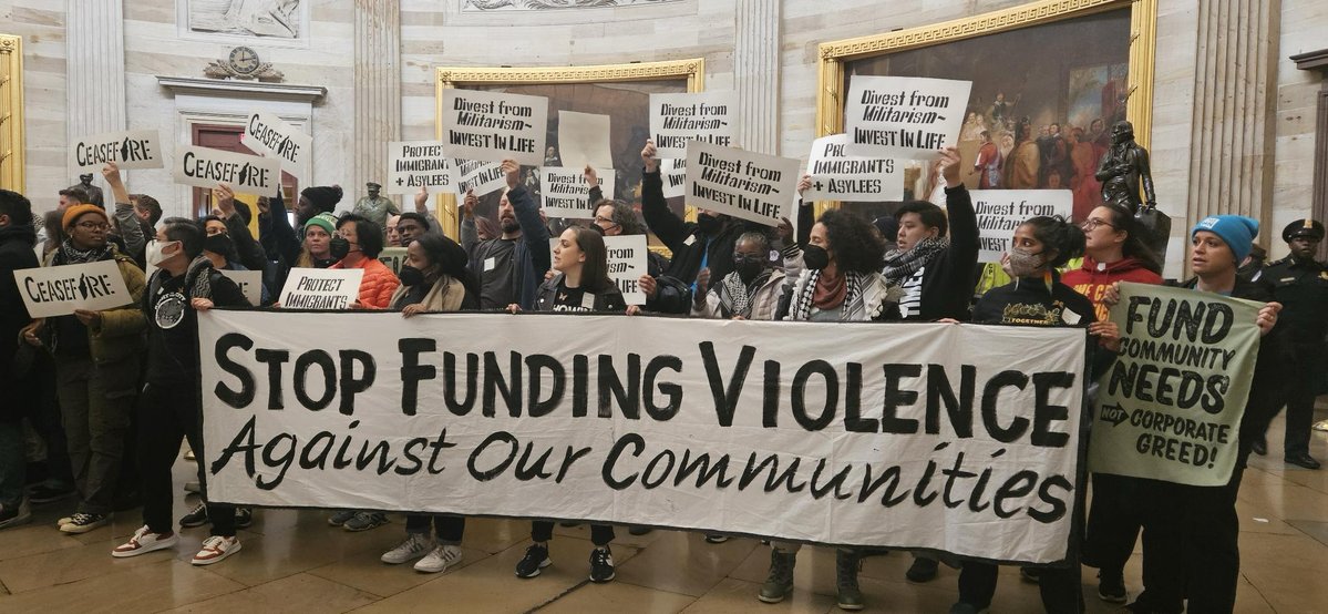 BREAKING: 80+ movement leaders from across the US are protesting at the Capitol to stop Biden’s $106 billion deadly deal in the Senate Congress must #StopArmingIsrael & protect immigrant families: CHOOSE LIFE, NOT WEAPONS & GENOCIDE! TAKE ACTION: peopledemand.org/take-action