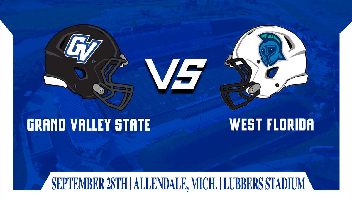 🏈🗣️📣⚓️ GVSU FOOTBALL SCHEDULE ADD

GVSU goes national again. Grand Valley State will host West Florida on Saturday, Sept. 28, 2024 at 3 p.m. in Lubbers Stadium. Two of the premier DII powers will meet on the gridiron for the first time in a non-conference matchup.  #AnchorUp