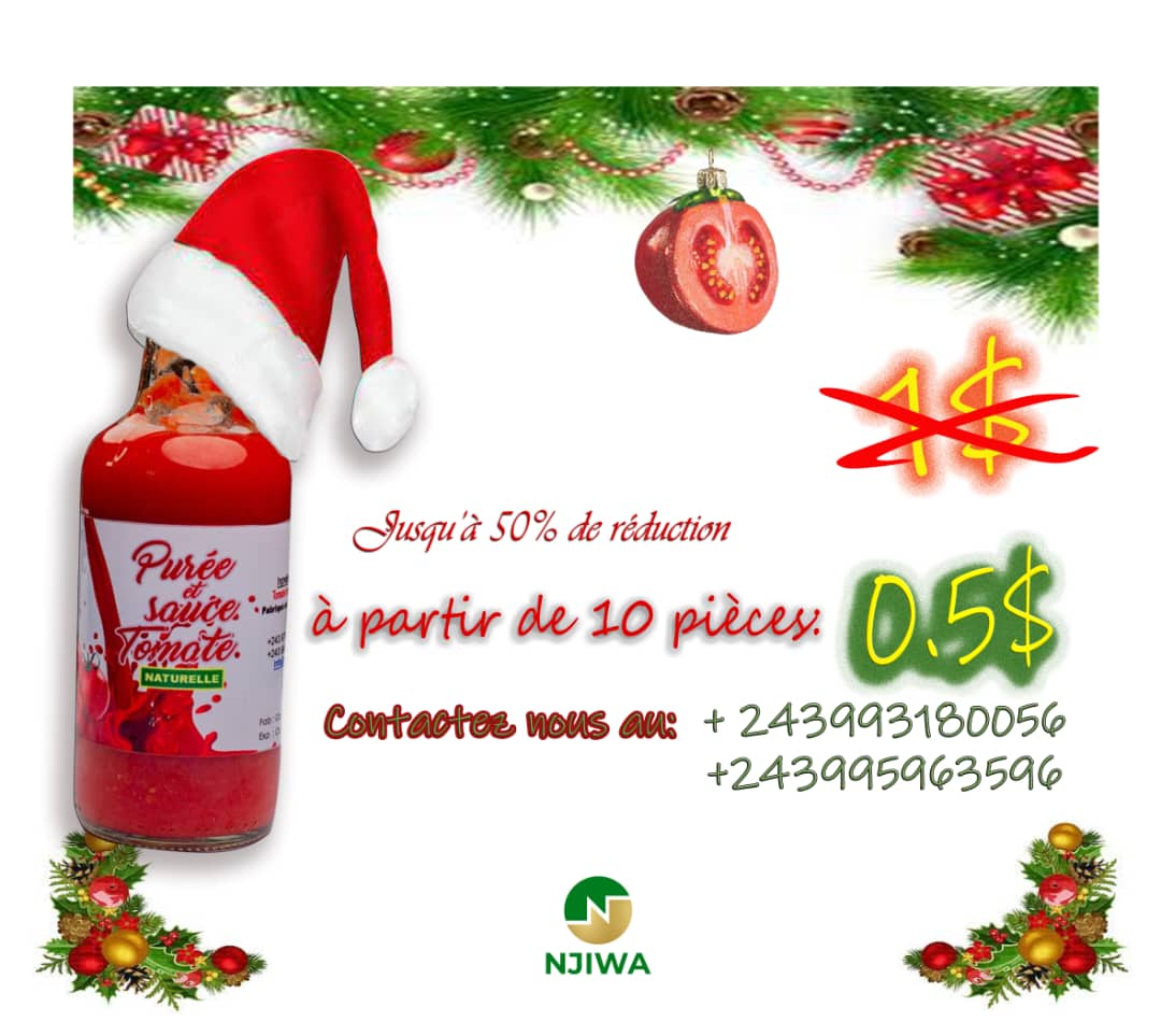 #GOMA : la plus belle des manières de vivre la joie de Noël &amp; le sourire du Nouvel An c'est d'offrir à nos familles un repas sain 100% naturel grâce à #NJIWA qui offre un #BonusFeti de 50% à partir de 10 pièces seulement
Hâtez-vous pour bien finir l'année avec énergie &amp; sourire !