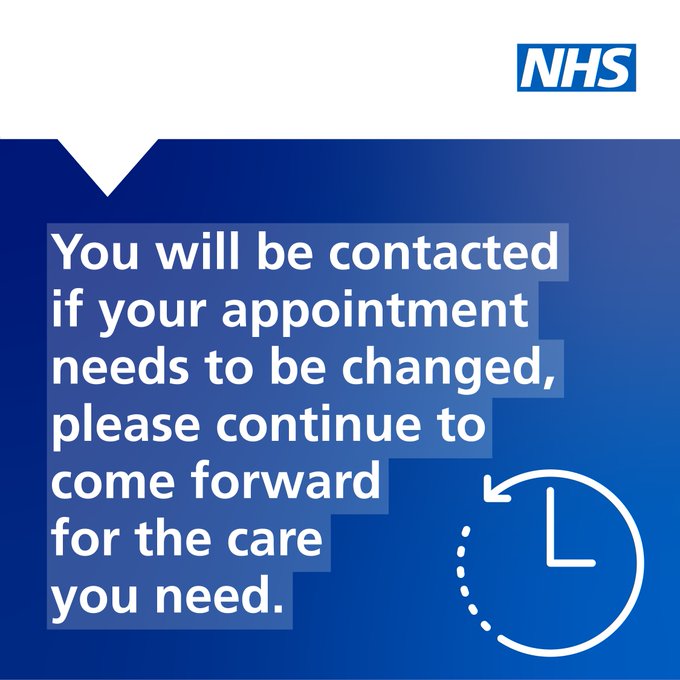 Junior doctors are planning a 72-hour strike from tomorrow (Wednesday 20 December) until Saturday.

The #NHS will contact you if your appointment needs to be rescheduled.

If you have not been contacted, please attend your appointment as planned ✅