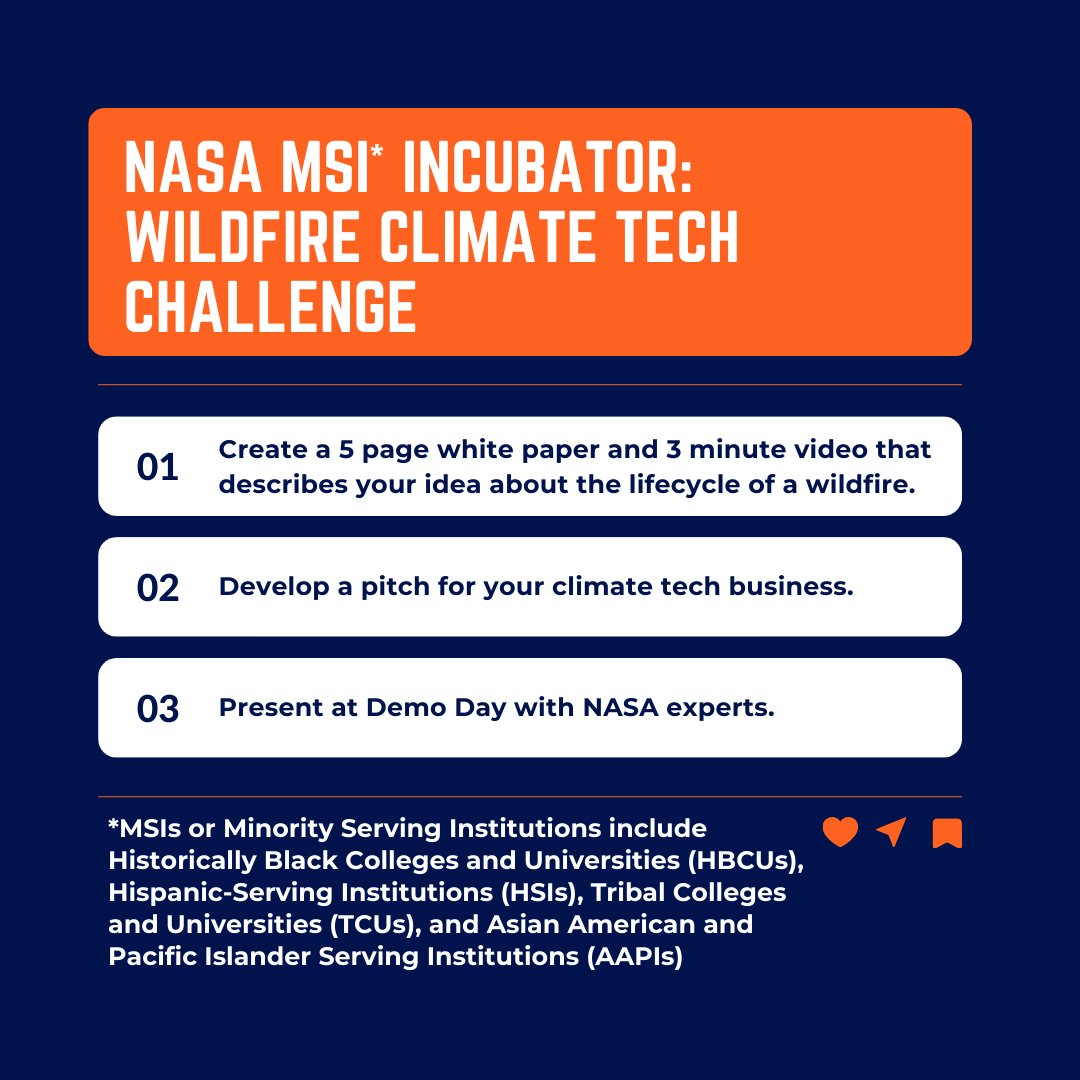 Want to apply for the NASA MSI Incubator Wildfire Climate Tech Challenge? There are 3 key steps you need to know🔑 #NASA #ClimateTech #ClimateChange #EarthScience #ClimateData #WildfireClimateTechChallenge