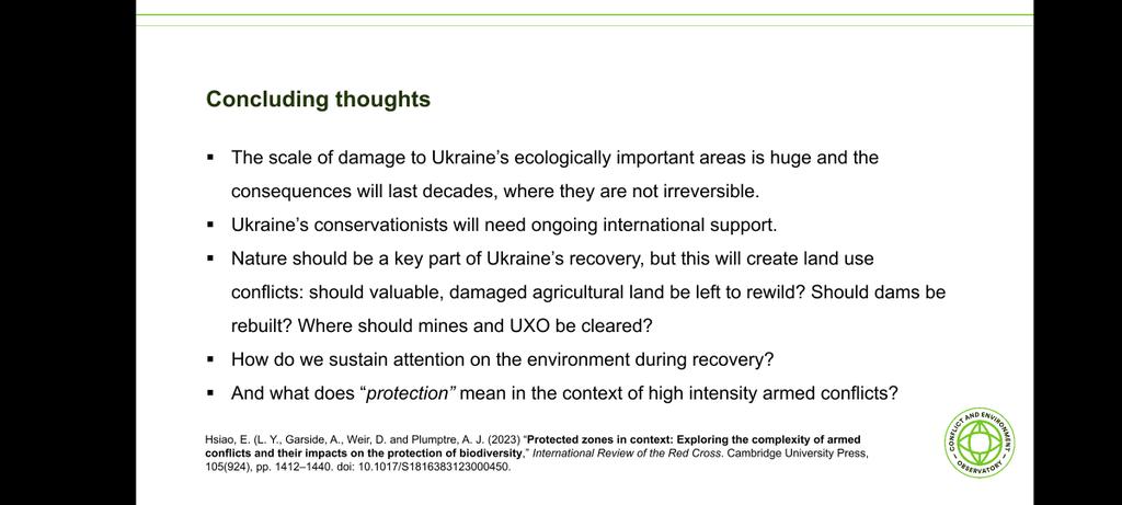 Some final thoughts on the future of nature recovery in #Ukraine. Many questions but it's clear that support will be needed for the long term. #ZSLTalks