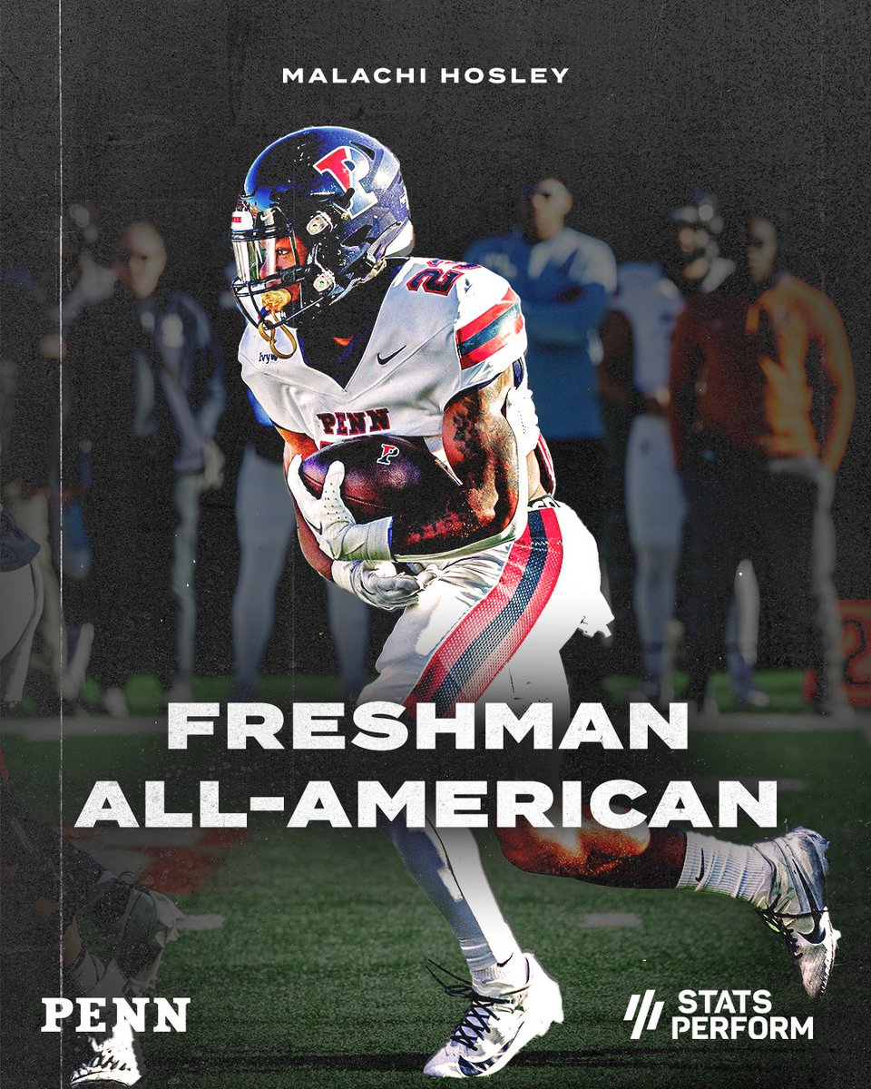 Add another one to the résumé of @hosley_malachi! ✍️ The freshman running back is a @FCS_STATS Freshman All-American! 📰 bit.ly/3GOAQz5 #FightOnPenn x #BEGREAT