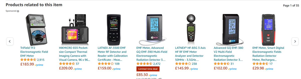 The amount of sham RF/EMF meters on Amazon is just crazy. Just look at all of them. amazon.co.uk/Trifield-50hz-…