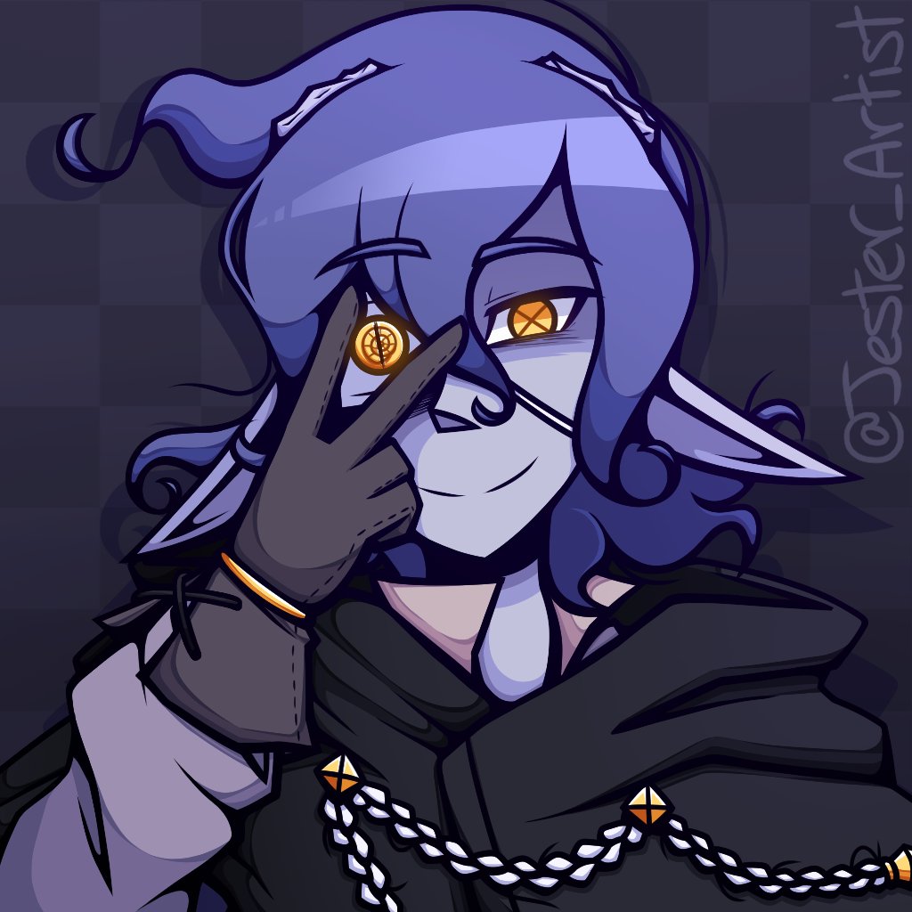 Jester_Artist's tweet image. Oddis "Odds" Karma! A wild magic sorcerer and herald of misfortune for others, yet a beacon of luck for himself. (With stumps where his horns once were)