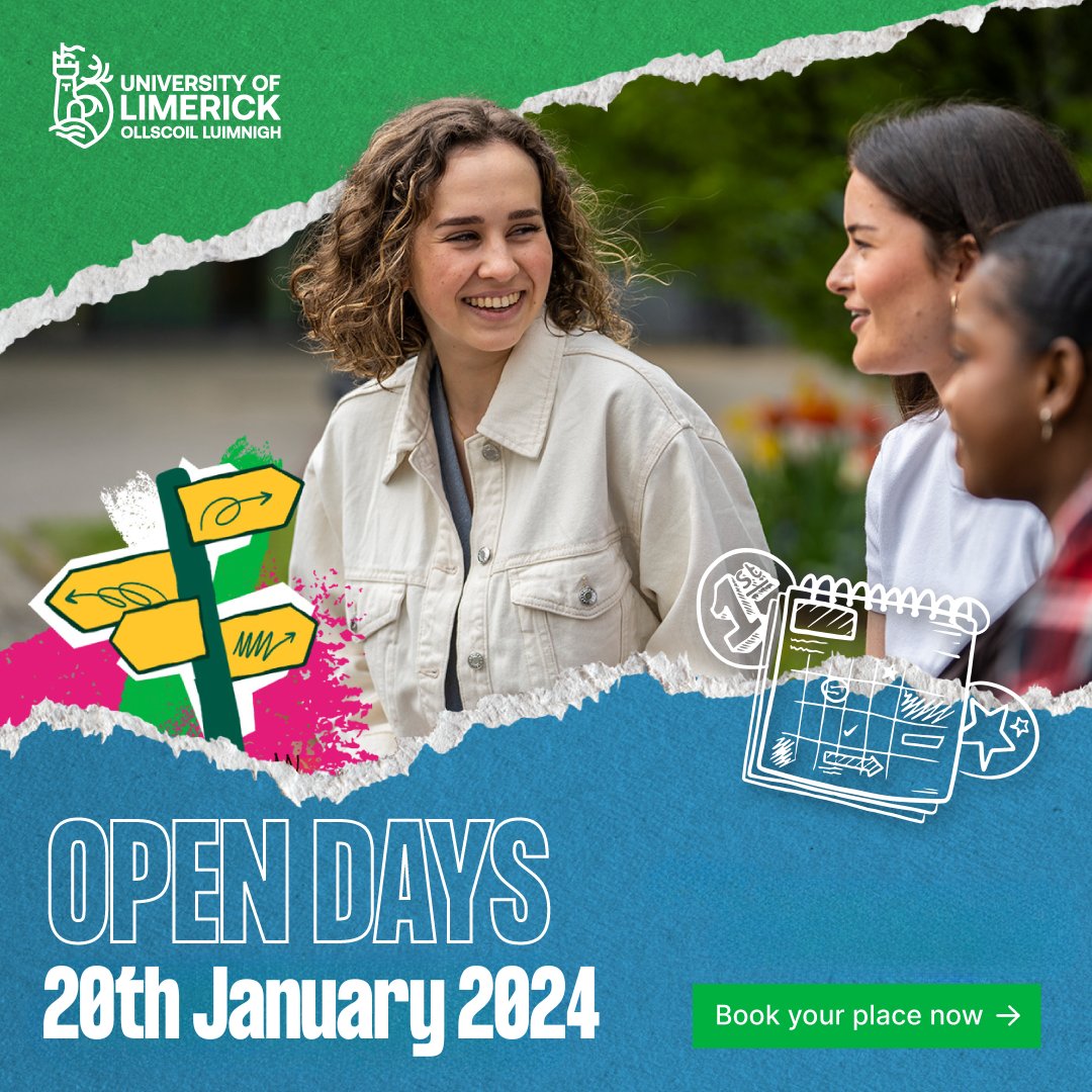 Registration is open for our next Open Day on January 20th. Sign up now to come and meet our lecturers, current students and check out where you might be studying for the next couple of years 
ul.ie/opendays
#StudyAtUL #HomeOfFirsts