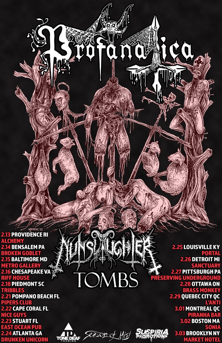 Profanatica released their sixth unholy offering of American black metal this year. Hear these heretics spit on the cross in '24 w/ @NunSlaughter and @TOMBS666 Get tickets: tonedeaftouring.com/profantica Order 'Crux Simplex': redirect.season-of-mist.com/crx #profanatica #blackmetal #tour