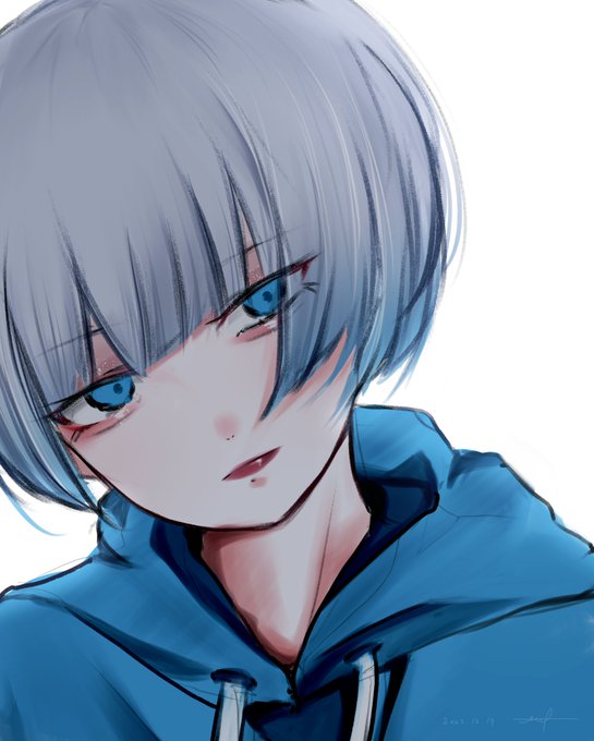 「blue hoodie drawstring」 illustration images(Latest)