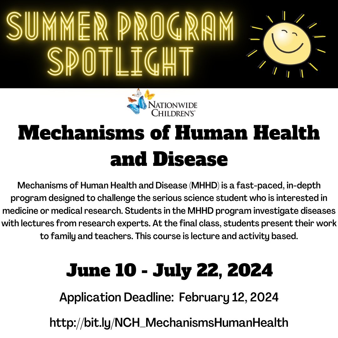 ☀️ Summer Program Spotlight! <a href="/ColumbusAcademy/">Columbus Academy</a> upper school students: check out Nationwide Children's Hospital's Mechanisms of Human Health &amp; Disease program - link in bio!
