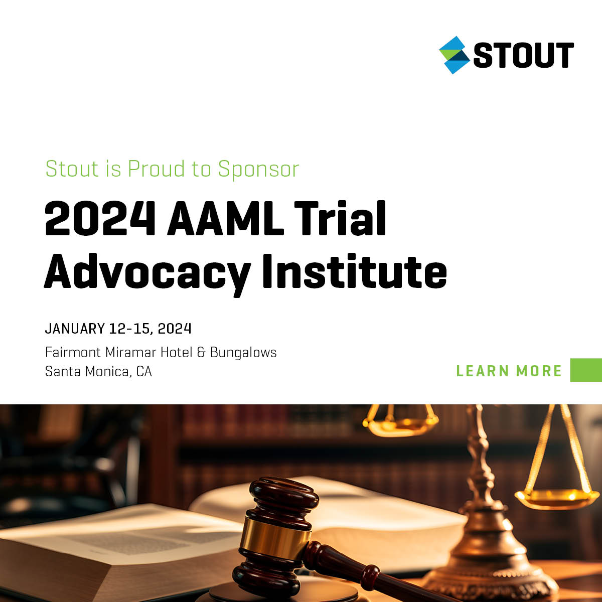 Stout is thrilled to sponsor the 2024 AAML SoCal Trial Advocacy Institute. Join our accomplished professionals, John Ashbrook, Michele Atkinson, Todd Larson, Peggy Swearingen, and Joshua Vannetti, at the event to elevate your legal expertise. Learn more: bit.ly/3uGBUCr