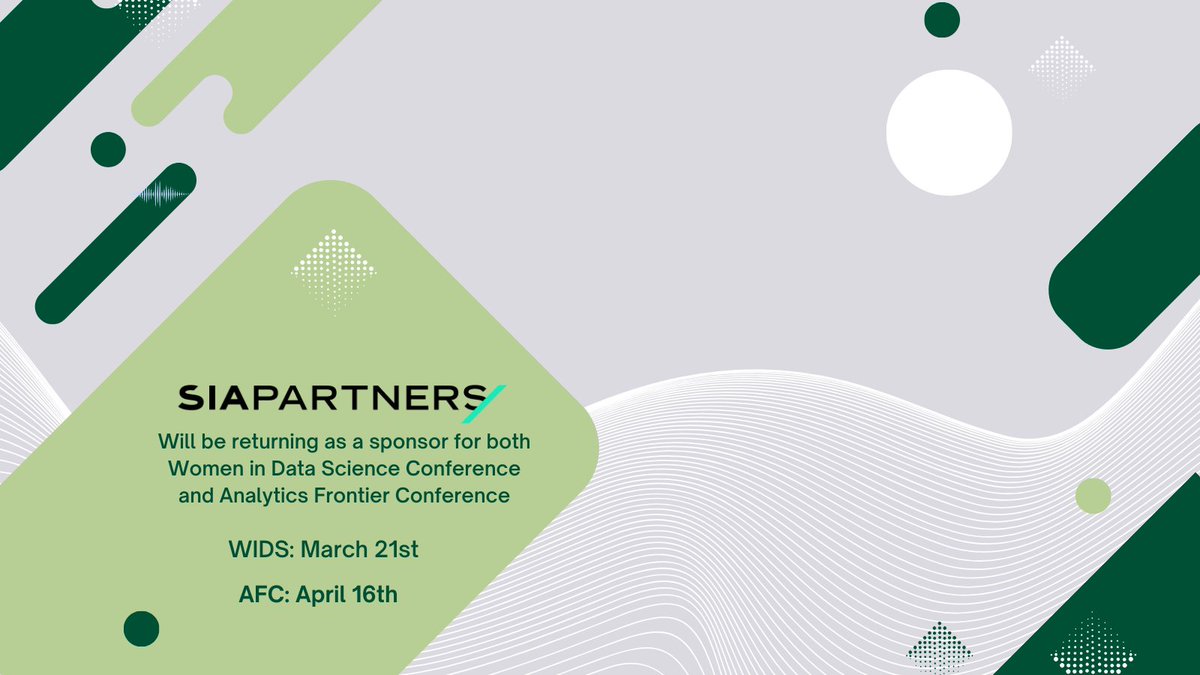 CLTDataScience's tweet image. Thrilled to announce that Sia Partners will be joining us as the meal sponsor for another amazing year at AFC and WIDS! 🌟
 Mark your calendars: WiDS registration opens on January 3rd, followed by AFC on Jan 16th. Let the countdown begin! 🎉