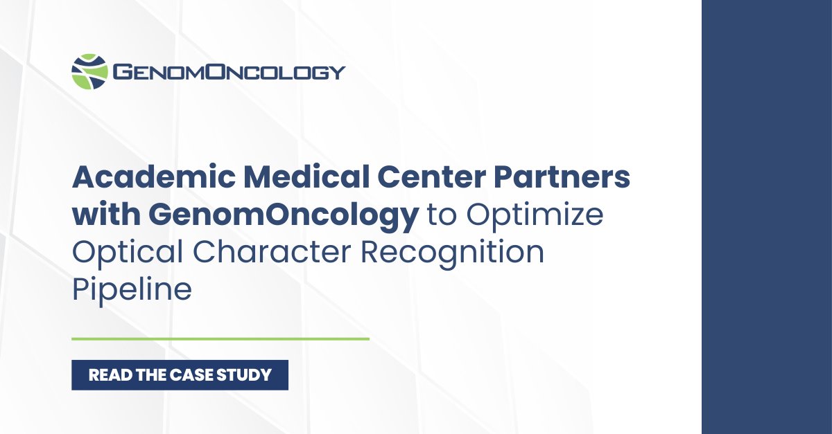 GenomOncology's tweet image. An academic medical center utilized GenomOncology’s igniteIQ solution to optimize their character recognition pipeline. Read the case study today: ow.ly/ZYUM50Qjj3k 

#casestudy #precisiononcology #dataenablement