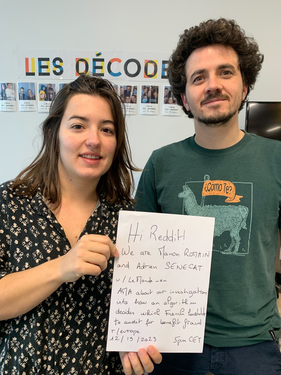 Le Monde in English (@lemonde_en) on Twitter photo How does an algorithm decide which French households to audit for benefit fraud?
Join us on Reddit for a #AMA 💬with Le Monde data journalists <a href="/ManonRomain_/">Manon Romain</a> and <a href="/AdrienSnk/">Adrien Sénécat</a>, who investigated France’s social security agency, the #CAF 👇
lemde.fr/3GQuRtN How does an algorithm decide which French households to audit for benefit fraud?
Join us on Reddit for a #AMA 💬with Le Monde data journalists <a href="/ManonRomain_/">Manon Romain</a> and <a href="/AdrienSnk/">Adrien Sénécat</a>, who investigated France’s social security agency, the #CAF 👇
lemde.fr/3GQuRtN