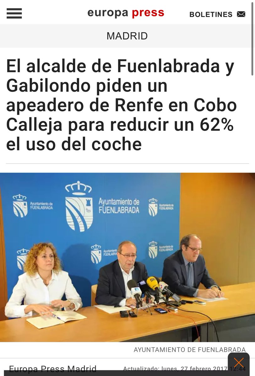 Ayala sale al rescate de Sánchez con un anuncio del Ayuntamiento que desconocemos si el Ministerio avala.

La realidad es que NO tendremos el APEADERO que prometieron y necesitan los trabajadores. 
¿Qué va a hacer Javier Ayala? Lo llevaba en su programa. ¿Sánchez o Fuenlabrada?