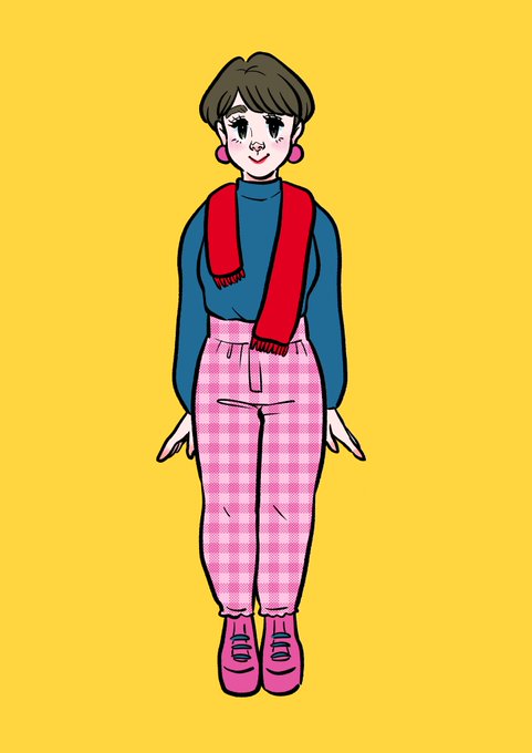 「1girl plaid pants」 illustration images(Latest)