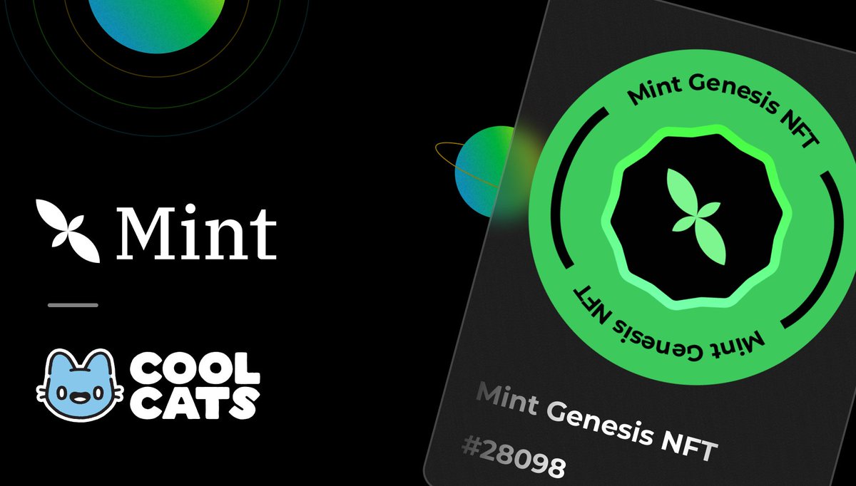 Mint, MINTPASS - Mint Genesis NFT is now available for all @coolcats holders! 😼✅ The snapshot is complete, all Cool Cats holders can Free mint a #MintGenesis on Jan 10th and unlock your exclusive privileges in the Mint ecosystem. Your journey with Mint begins...🍀 @coolcats