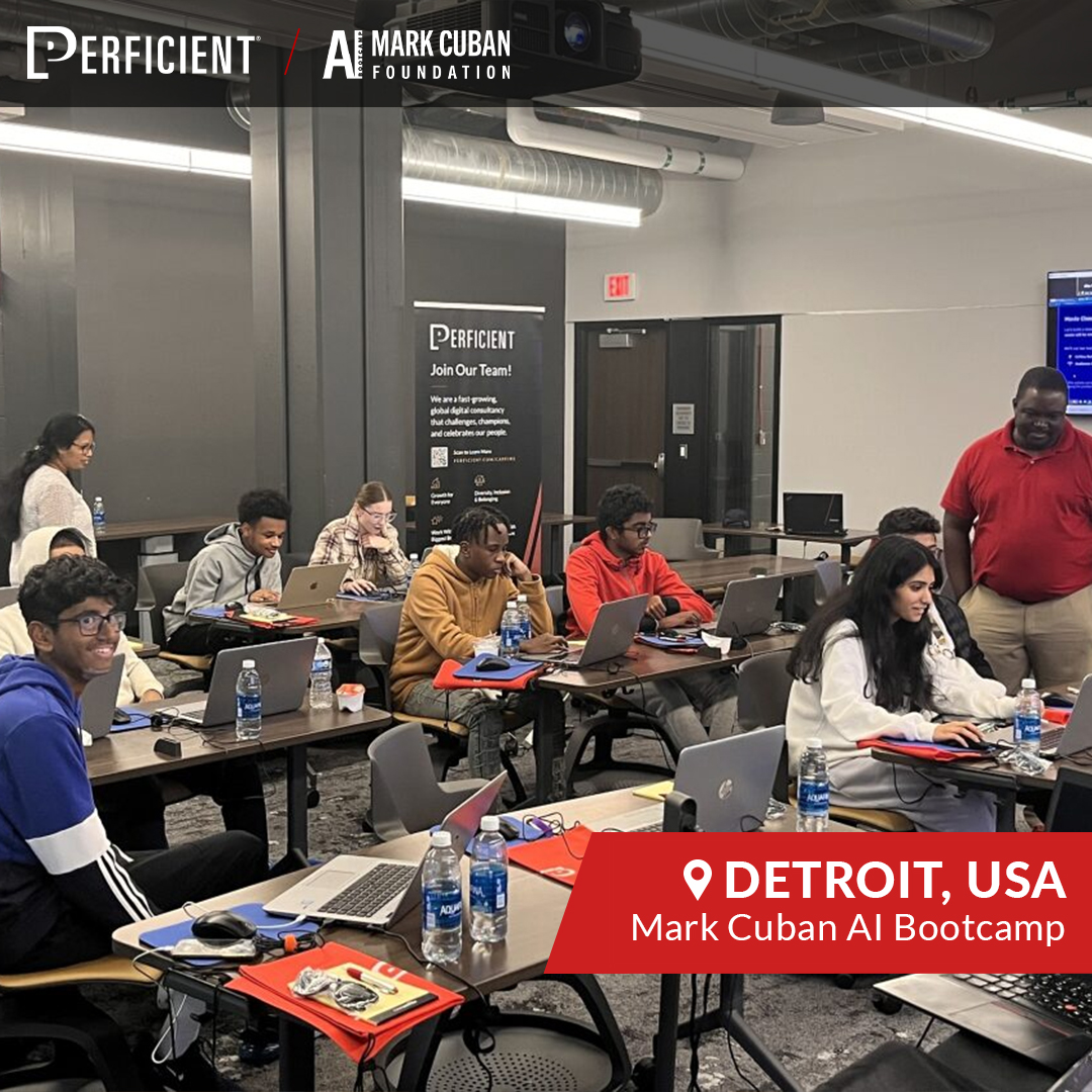 We wrapped up another incredible AI Bootcamps in collaboration with the @markcubanai! Our team hosted talented and ambitious students in Detroit, St. Louis, Houston, and Dallas, exploring the vast world of artificial intelligence. blogs.perficient.com/2023/11/29/per… #ArtificialInteligence