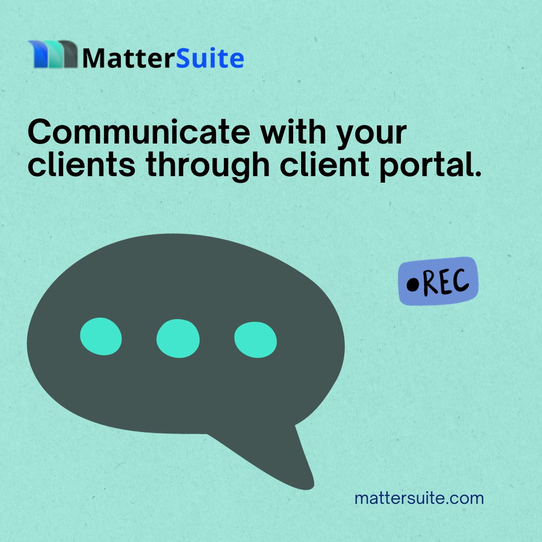 MatterSuite's tweet image. Connect with clients effortlessly through our client portal. Your smooth experience, our top priority! 🌐✨

Visit: mattersuite.com/features/

#MatterSuite #LegalWorkflow #Litigationmanagement #mattermanagement #casemanagement #legalmattermanagement #legalpracticemanagement