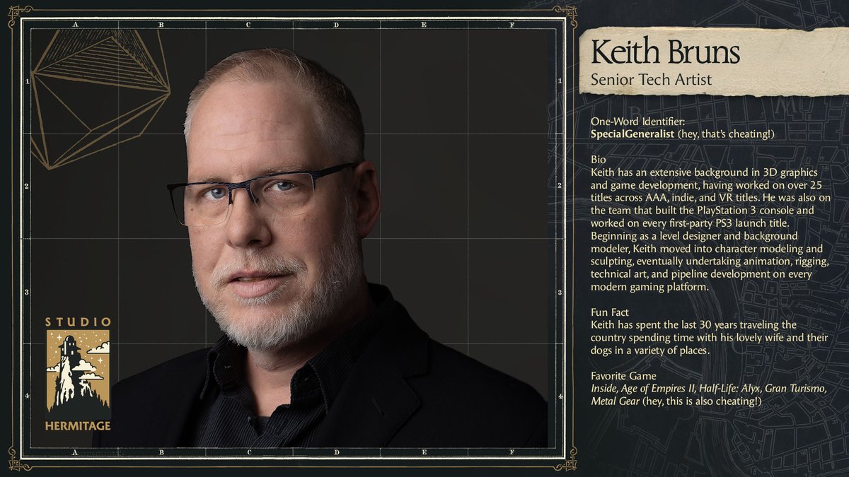 Meet a Hermit: Keith Bruns — Senior Tech Artist One-Word Identifier: SpecialGeneralist (hey, that’s cheating!) #meetahermit #gameindustry