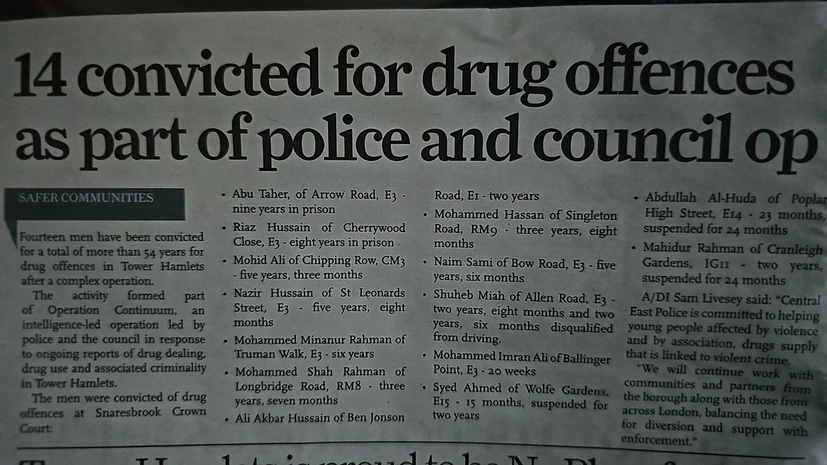 14 convicted for drug offences ....this is a great result but more need to be done to get rid of drugs off our streets #towerhamlets #eastlondon #oureastend @TowerHamletsNow
