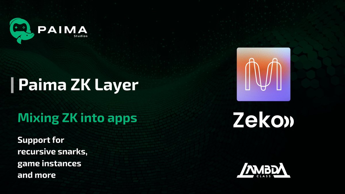 📢Introducing the Paima ZK layer A year of work has gone into this ZK layer and we're finally sharing the vision and the demo! ・Deployable ZK to any L1 ecosystem ・Use EVM & non-EVM in the same codebase Powered by Mina, @ZekoLabs and @class_lambda