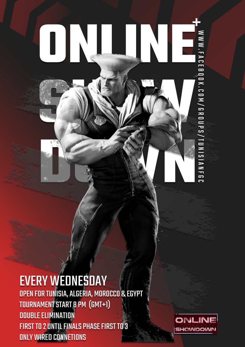 Online Showdown 2.0! 
The Street Fighter 6 Online tournament! 
Wednesday, 20/12 @ 8:00 p.m. GMT+1 
THIS TOURNAMENT IS OPEN FOR 🇹🇳🇩🇿🇲🇦🇪🇬 PLAYERS!  
Registration : challonge.com/fr/OS_sf6_20
Rules in Challonge description.