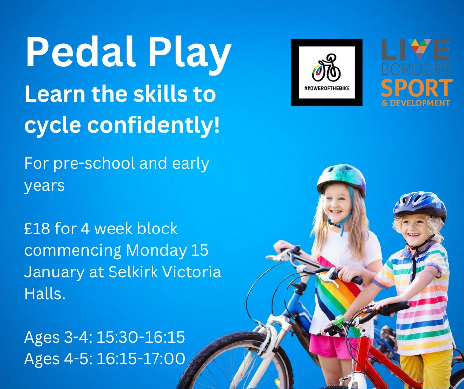 Following a pilot programme last year Live Borders Sport & Development are happy to roll out a play based opportunity for pre-school and early years children to learn the skills they need to cycle confidently 🚴‍♂️ Ages 3-4 bit.ly/4auu3Iq Ages 4-5 bit.ly/481GDgJ