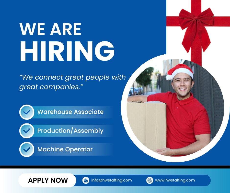 Ready to break into the HW community this holiday season? 🎁 We're hiring 1st, 2nd and 3rd shift positions near you- apply now! 📝 It's time to get festive and join the team! 🎉 Click here: careers.adaptondemand.com/HWStaffing/Acc… #HWCommunity #HolidayJobs #HWStaffing