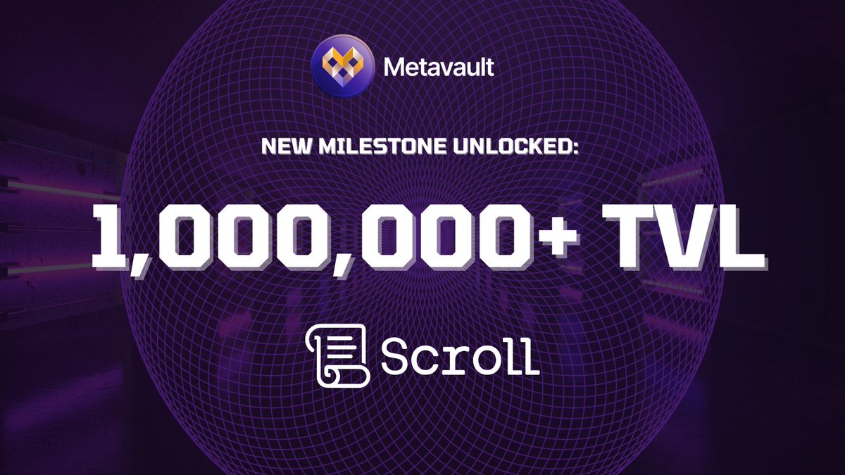 While our adventure is just beginning on @Scroll_ZKP, we have already surpassed $1M in TVL on our V3 pools. These pools do not only optimize your liquidity and earnings, but are also integrated with Scroll's main DEX aggregators! Try them now 👇 metavault.trade/apps/liquidity