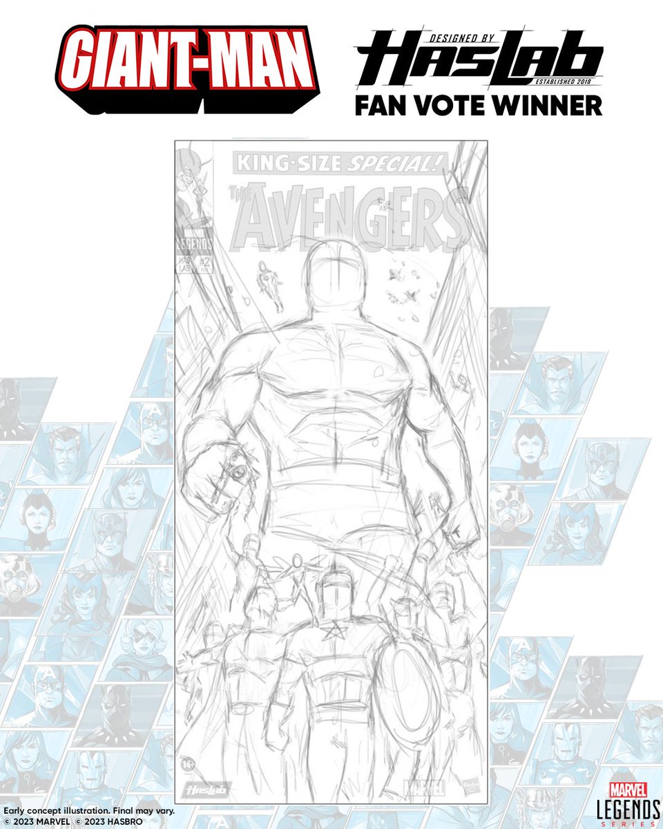 The votes are in and a clear winner has emerged from the #MarvelLegends Series #GiantMan HasLab fan vote to choose the larger-than-life packaging illustration! The backers choice selection is... 🥁 ...Option #2! Special thanks to Marvel cover artist, @johntylerchris!