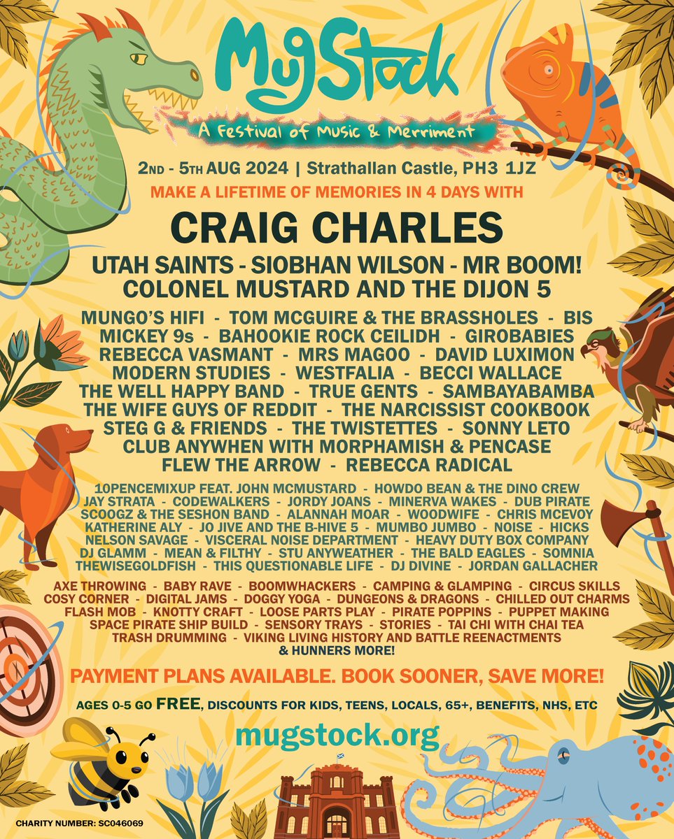 We play @MugStock Aug 2024 with @UtahSaints , the Mickey 9s and many others. There's also dog yoga and a baby rave so something for everyone 🤩 They're also giving away 10 weekend tickets so make sure you check their page out if you're needing a last minute Christmas gift 🙌