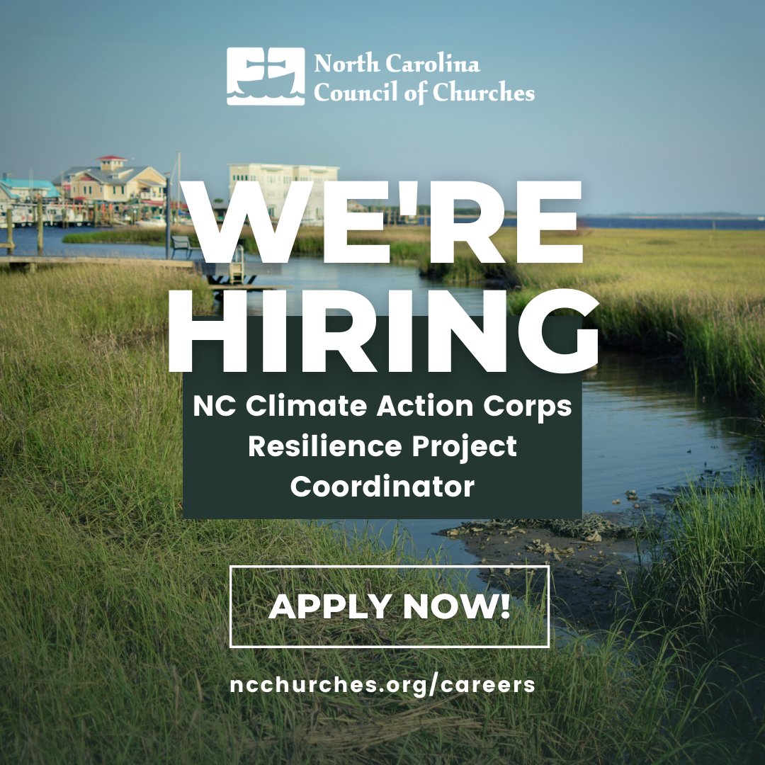 🌍✨ Exciting Opportunity Alert! 🌱

We're hiring a NCCAC Resilience Project Coordinator. Play a vital role in creating networks of informed faith communities. Join us in fostering social, physical, &amp; spiritual resilience! 

Apply before Dec. 31st: americorps.hiringthing.com/job/717772/nc-…