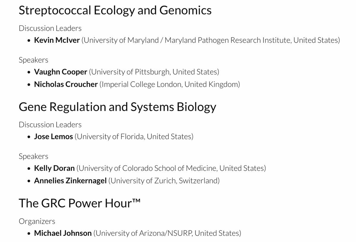 Very excited to announce the 2024 Streptococcal Biology GRC (11-16 Aug) and GRS (10-11)! Co-organized with @MichaelFederle @KimInGeneva @josealemos @kkrohnhuse @Luke_Boitjie Great line up of speakers and discussion leaders! Registration: grc.org/streptococcal-…