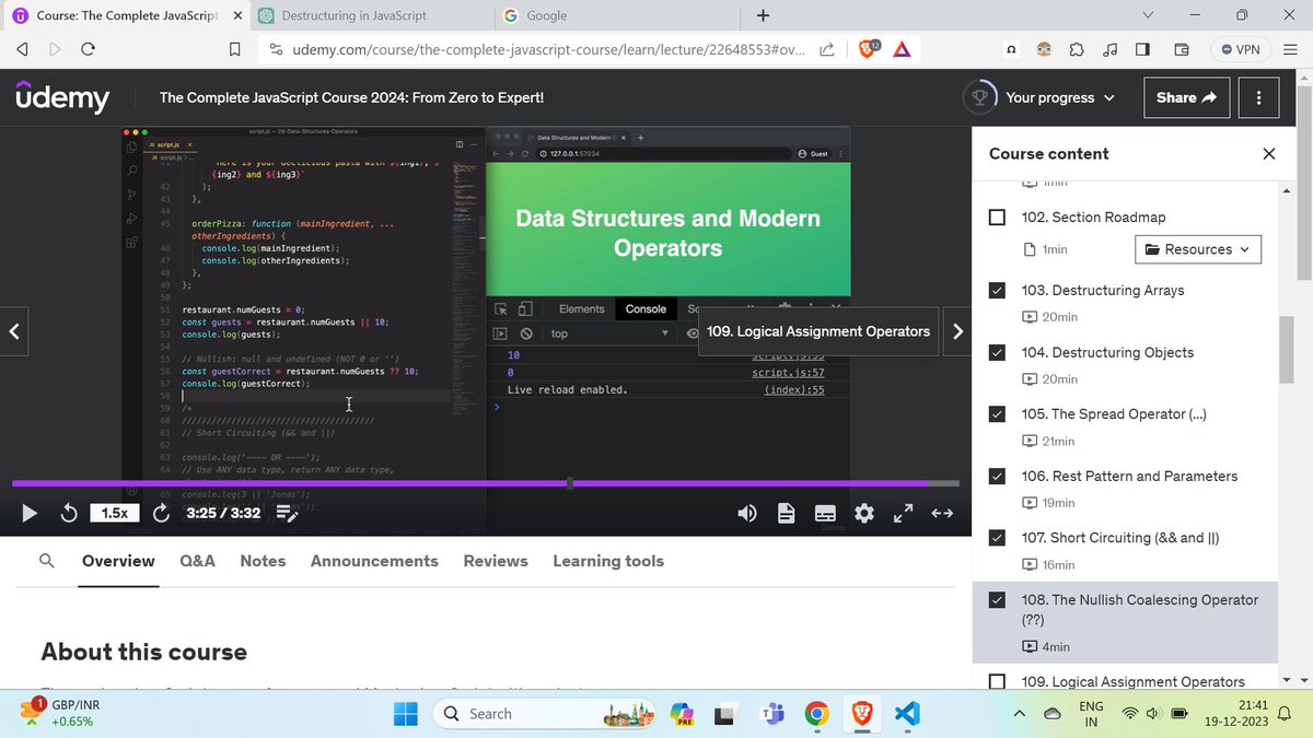 nirbhay_74's tweet image. Day 15 of #30daysofcodingchallenge
-&amp;gt; Today i learned about Spread Operator (...), Destructuring and optioanl chaining..
#webdevelopment #project #javascrip