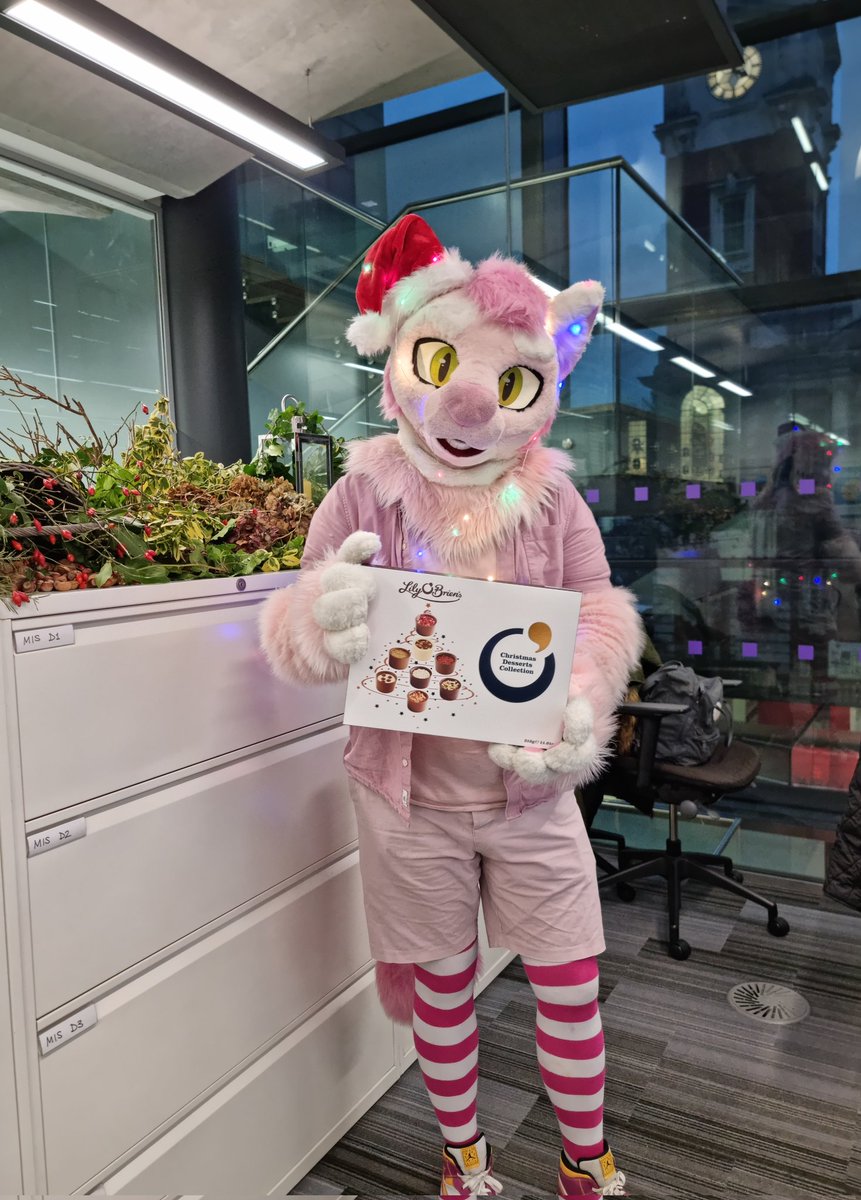 Fursuited at work again today and won 1st place in my works Christmas display! Sometimes the 9-5 isn't so boring 😂