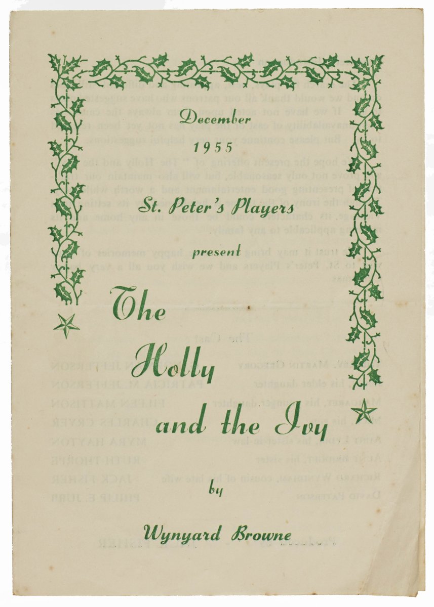 The Holly & The Ivy - a #festive theatre production by the St Peter's Players of #Norton in 1955 #EYAFestive